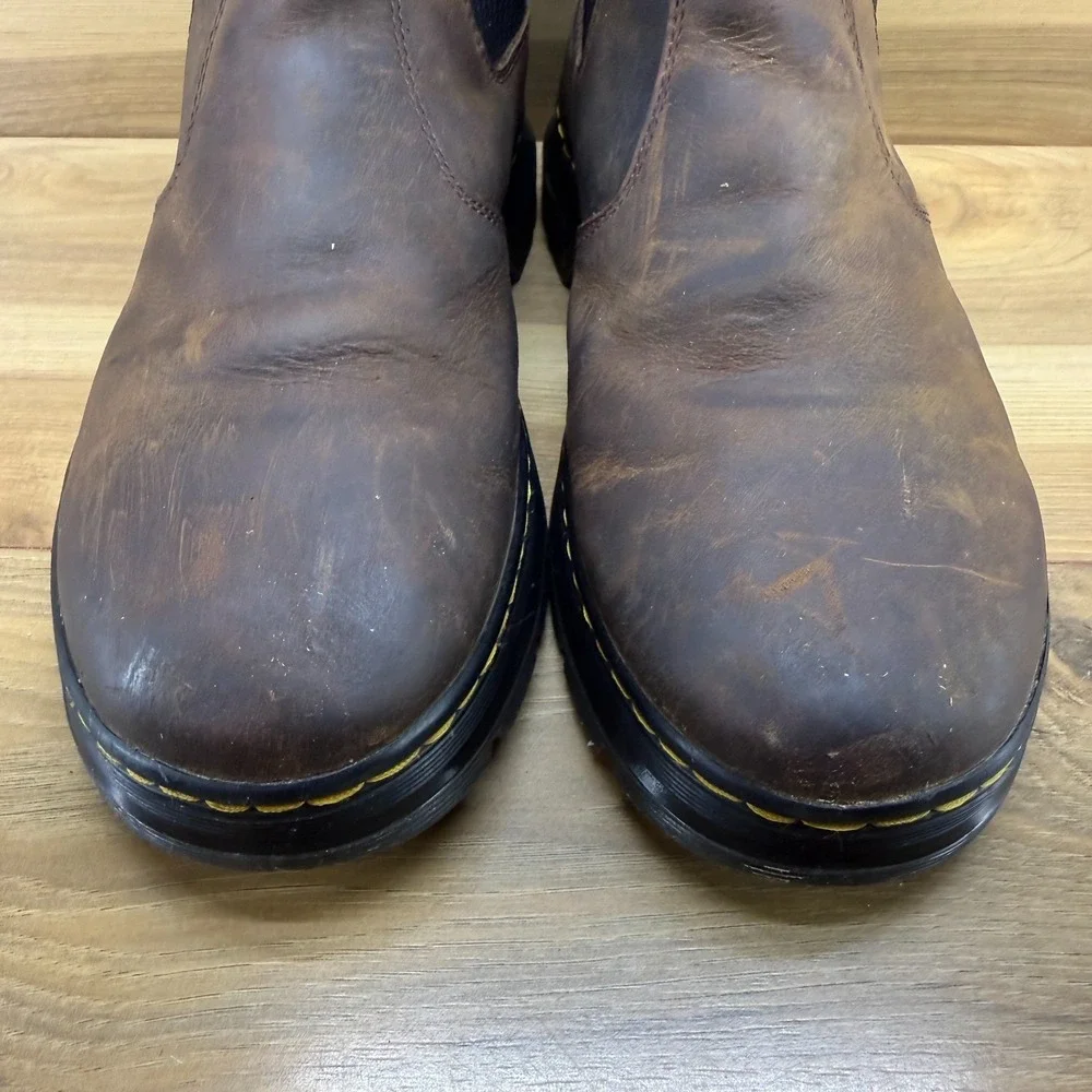 Dr Martens Embury Chelsea Boots Mens 9 Brown Leather Casual Modern Minimalist